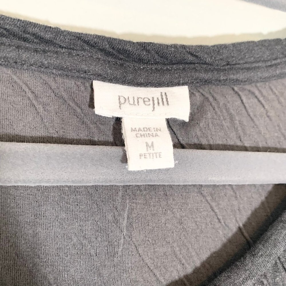 Pure Jill J. Jill Gray Textured Cotton Long Sleeve Tunic Top Medium Petite MP - Picture 3 of 7